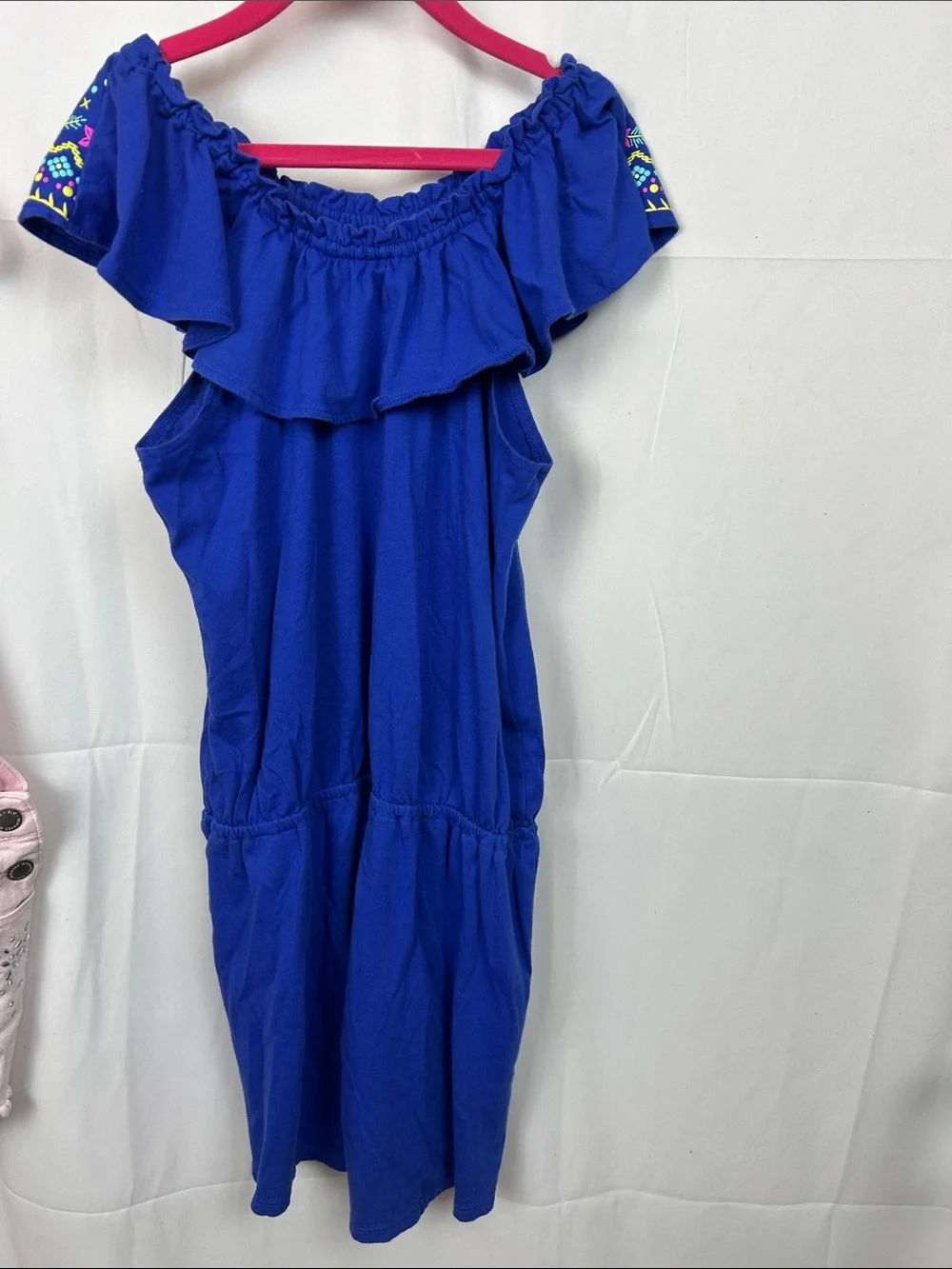 Girls Pink Denim Short Overalls and Embroidered Indigo Romper
